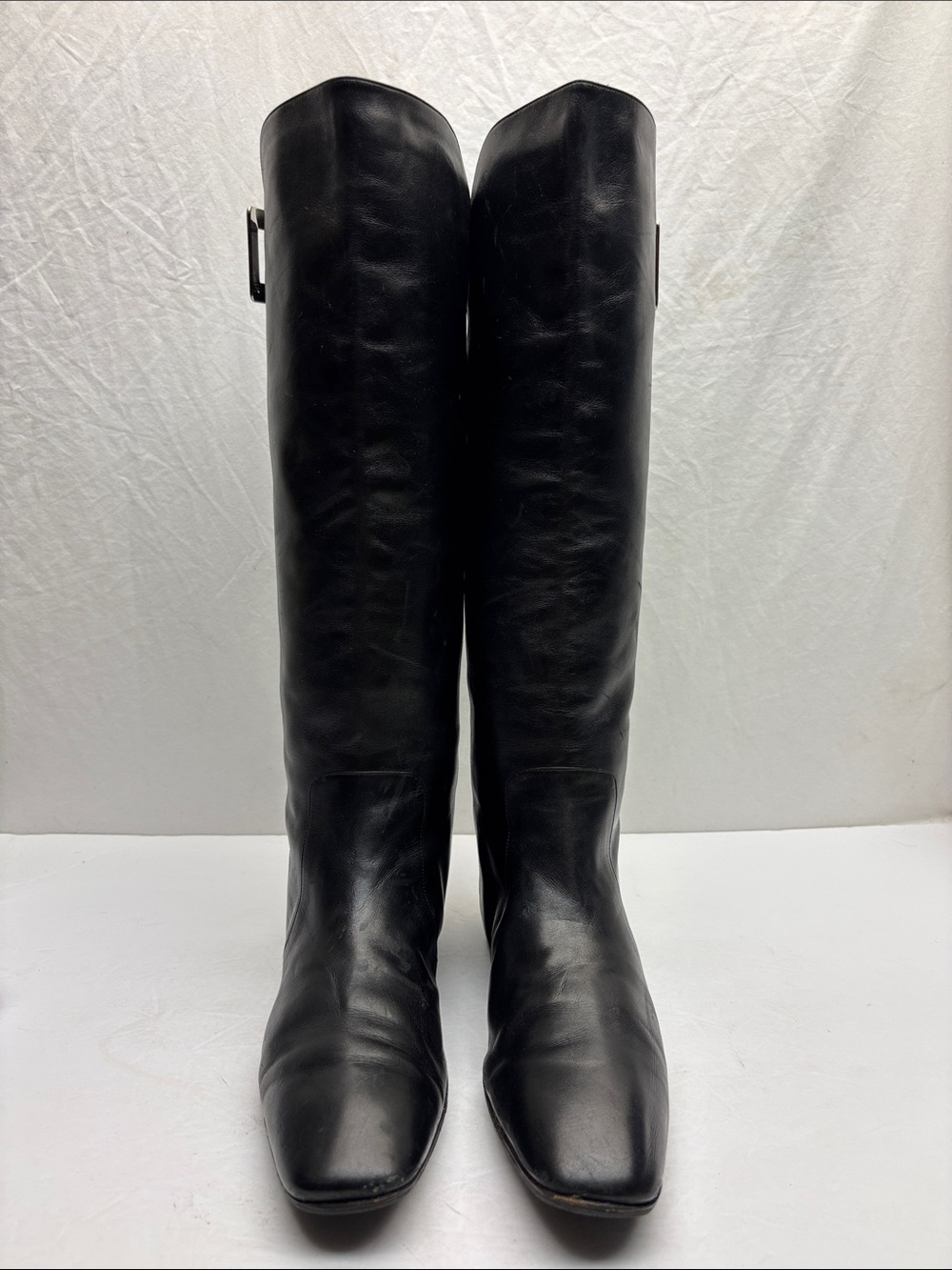 Roger Vivier Black Leather Slip-In tall boots, SZ 38